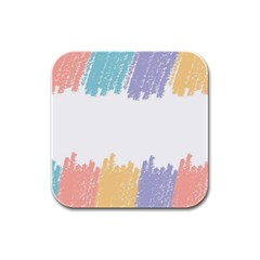 Border Frame Colorful Brush Strokes Rubber Square Coaster (4 Pack) by Pakjumat