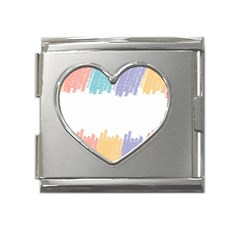 Border Frame Colorful Brush Strokes Mega Link Heart Italian Charm (18mm) by Pakjumat