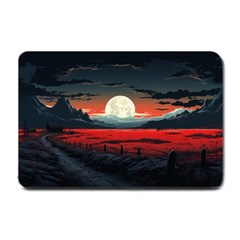 Winter Painting Moon Night Sky Small Doormat by Pakjumat