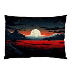 Winter Painting Moon Night Sky Pillow Case (two Sides) by Pakjumat