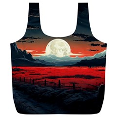 Winter Painting Moon Night Sky Full Print Recycle Bag (xl) by Pakjumat