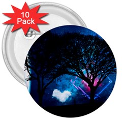 Trees Surreal Universe Silhouette 3  Buttons (10 Pack)  by Pakjumat