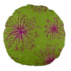 Dandelion Flower Background Nature Flora Drawing Large 18  Premium Round Cushions by Pakjumat