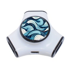 Pattern Ocean Waves Arctic Ocean Blue Nature Sea 3-port Usb Hub