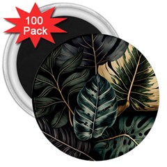 Tropical Leaves Foliage Monstera Nature Home 3  Magnets (100 Pack) by Pakjumat