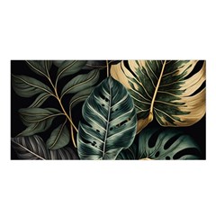 Tropical Leaves Foliage Monstera Nature Home Satin Shawl 45  x 80 