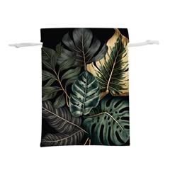 Tropical Leaves Foliage Monstera Nature Home Lightweight Drawstring Pouch (M)