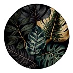 Tropical Leaves Foliage Monstera Nature Home Round Glass Fridge Magnet (4 pack) Front