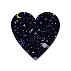 Starry Night  Space Constellations  Stars  Galaxy  Universe Graphic  Illustration Heart Magnet by Pakjumat