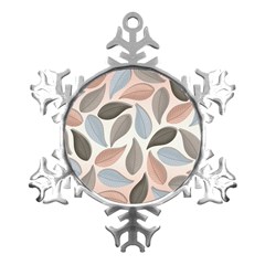 Leaves Pastel Background Nature Metal Small Snowflake Ornament by Pakjumat