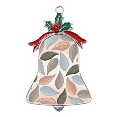 Leaves Pastel Background Nature Metal Holly Leaf Bell Ornament by Pakjumat