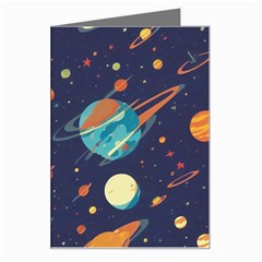 Space Galaxy Planet Universe Stars Night Fantasy Greeting Card by Pakjumat