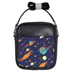 Space Galaxy Planet Universe Stars Night Fantasy Girls Sling Bag by Pakjumat