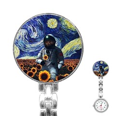 Starry Surreal Psychedelic Astronaut Space Stainless Steel Nurses Watch by Pakjumat