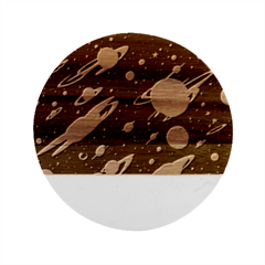 Space Galaxy Planet Universe Stars Night Fantasy Marble Wood Coaster (round) by Pakjumat