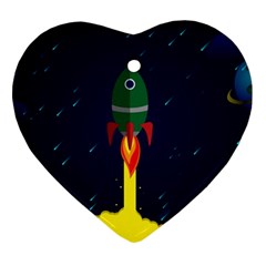 Rocket Halftone Astrology Astronaut Heart Ornament (two Sides) by Pakjumat