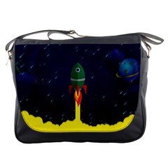 Rocket Halftone Astrology Astronaut Messenger Bag by Pakjumat