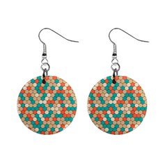 Multicolored Honeycomb Colorful Abstract Geometry Mini Button Earrings by Pakjumat