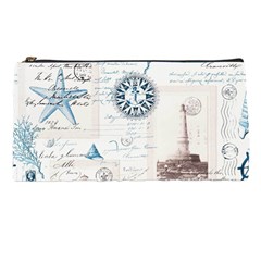 Nautical Lighthouse Vintage Postcard French Writing Pencil Case by Pakjumat