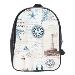 Nautical Lighthouse Vintage Postcard French Writing School Bag (xl) by Pakjumat