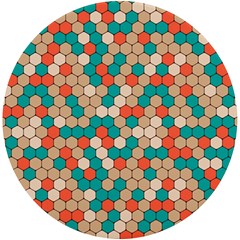 Multicolored Honeycomb Colorful Abstract Geometry Uv Print Round Tile Coaster by Pakjumat