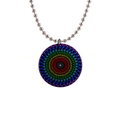 3d Psychedelic Shape Circle Dots Color 1  Button Necklace by Modalart