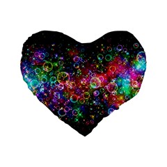 Psychedelic Bubbles Abstract Standard 16  Premium Heart Shape Cushions by Modalart