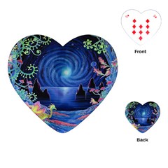 Psychedelic Mushrooms Psicodelia Dream Blue Playing Cards Single Design (heart) by Modalart