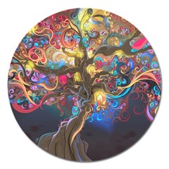 Psychedelic Tree Abstract Psicodelia Magnet 5  (round) by Modalart