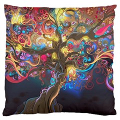 Psychedelic Tree Abstract Psicodelia Large Premium Plush Fleece Cushion Case (two Sides) by Modalart