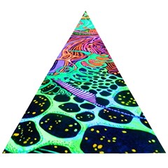 Psychedelic Blacklight Drawing Shapes Art Wooden Puzzle Triangle by Modalart