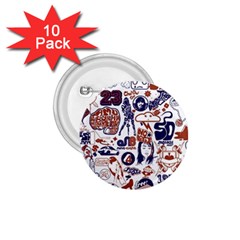 Artistic Psychedelic Doodle 1 75  Buttons (10 Pack) by Modalart