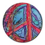 Hippie Peace Sign Psychedelic Trippy Round Mousepad Front