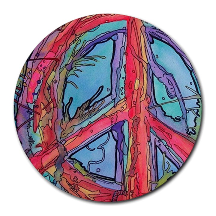 Hippie Peace Sign Psychedelic Trippy Round Mousepad
