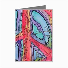 Hippie Peace Sign Psychedelic Trippy Mini Greeting Card by Modalart