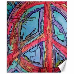 Hippie Peace Sign Psychedelic Trippy Canvas 8  X 10  by Modalart