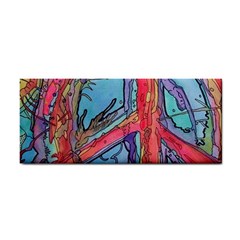 Hippie Peace Sign Psychedelic Trippy Hand Towel by Modalart