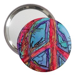 Hippie Peace Sign Psychedelic Trippy 3  Handbag Mirrors by Modalart