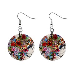 Valentine s Day Heart Artistic Psychedelic Mini Button Earrings by Modalart