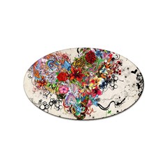 Valentine s Day Heart Artistic Psychedelic Sticker (Oval)