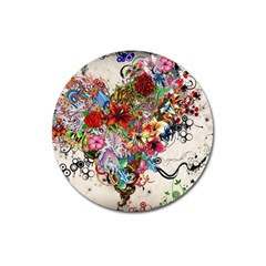 Valentine s Day Heart Artistic Psychedelic Magnet 3  (Round)