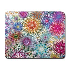 Psychedelic Flowers Yellow Abstract Psicodelia Small Mousepad by Modalart