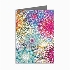 Psychedelic Flowers Yellow Abstract Psicodelia Mini Greeting Card by Modalart