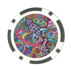 Psychedelic Flower Red Colors Yellow Abstract Psicodelia Poker Chip Card Guard (10 Pack) by Modalart