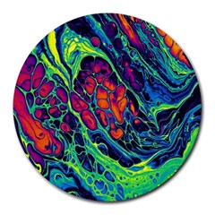 Color Colorful Geoglyser Abstract Holographic Round Mousepad by Modalart