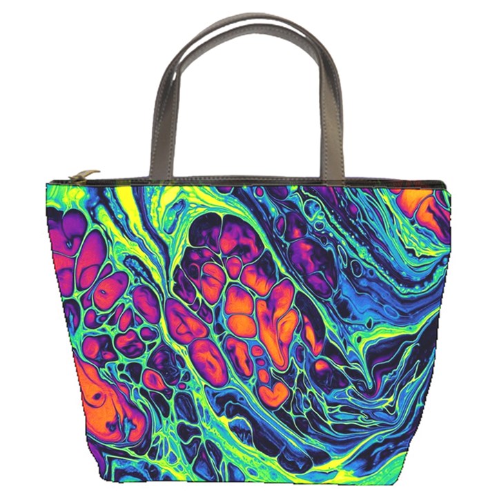 Color Colorful Geoglyser Abstract Holographic Bucket Bag