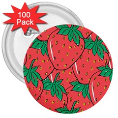 Texture Sweet Strawberry Dessert Food Summer Pattern 3  Buttons (100 Pack)  by Sarkoni