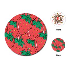 Texture Sweet Strawberry Dessert Food Summer Pattern Playing Cards Single Design (round)