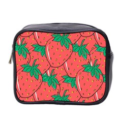 Texture Sweet Strawberry Dessert Food Summer Pattern Mini Toiletries Bag (two Sides) by Sarkoni