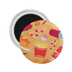 Fast Junk Food  Pizza Burger Cool Soda Pattern 2 25  Magnets by Sarkoni